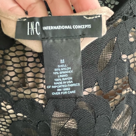 INC Black lace top with bell sleeves - Picture 2 of 3